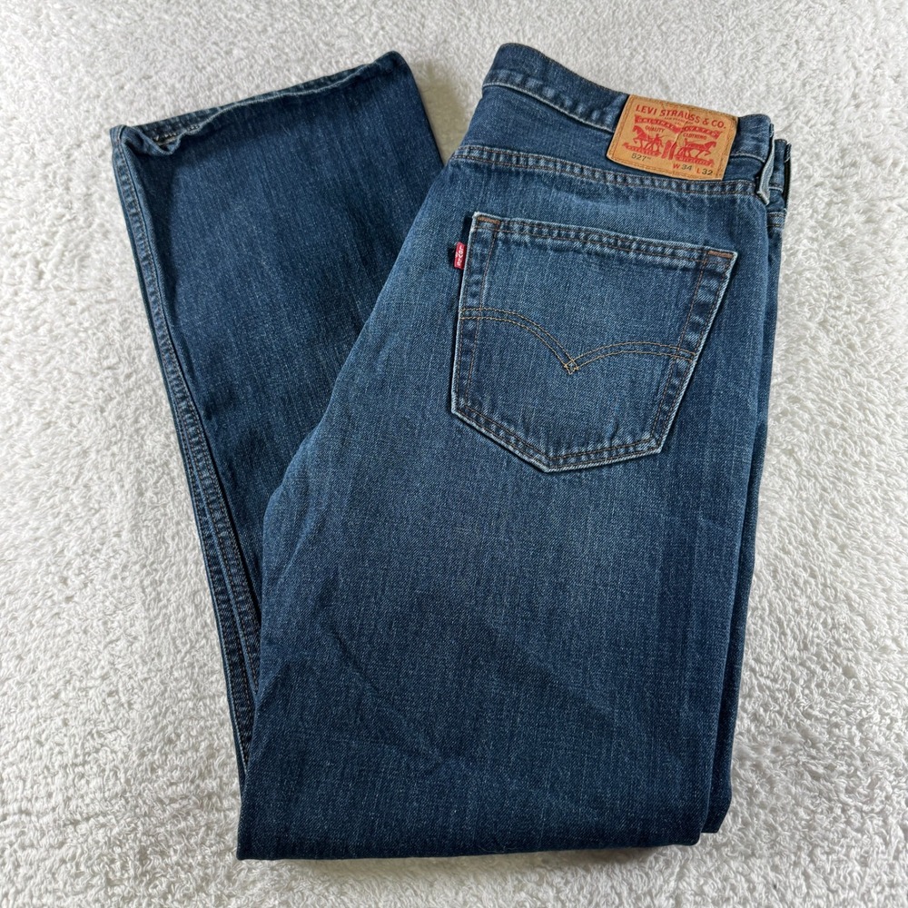 Levis 527 Jeans Mens 34x32 Blue Modern Bootcut Denim Medium Wash Pants Western